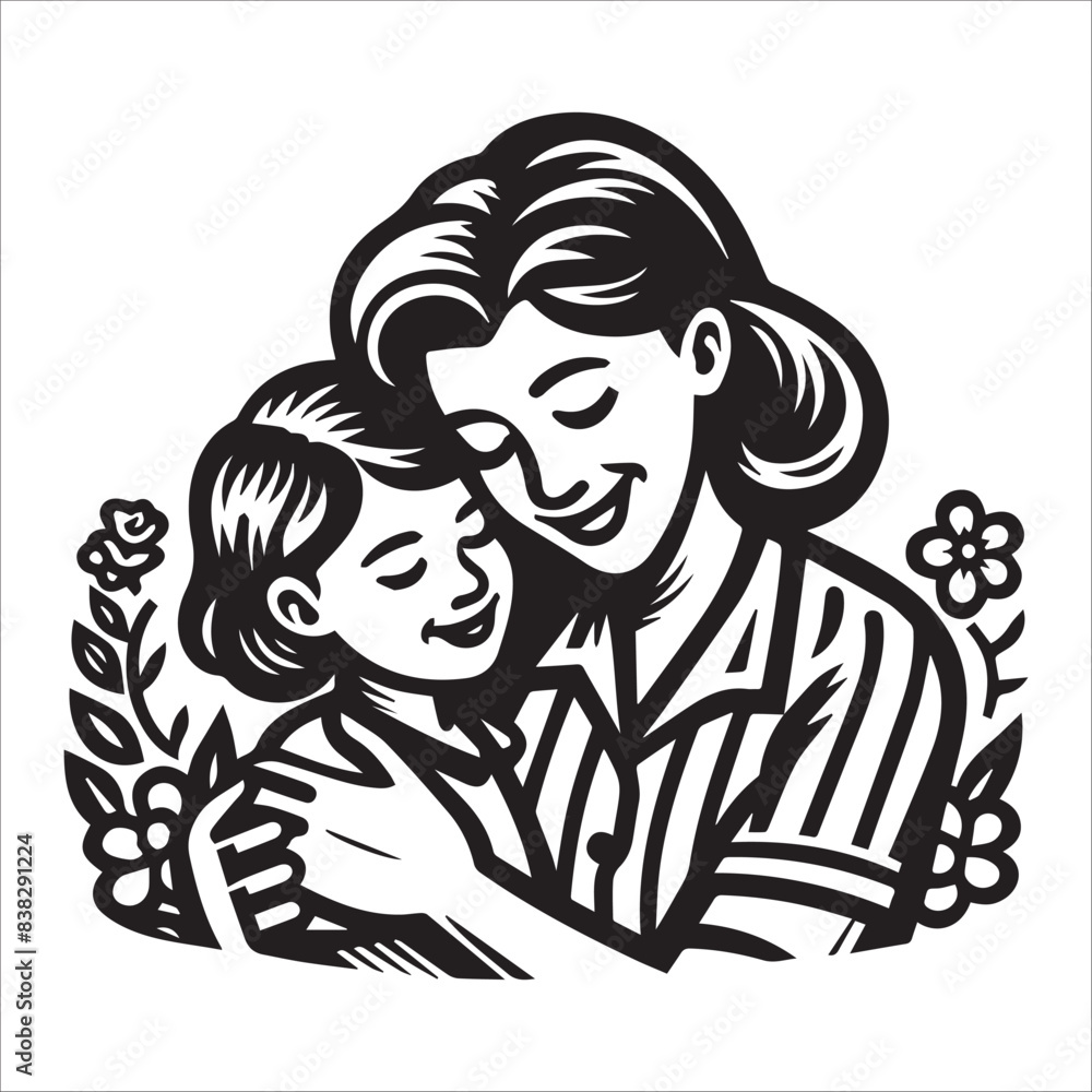 Fototapeta premium Mothers Day, vector illustration, silhouette