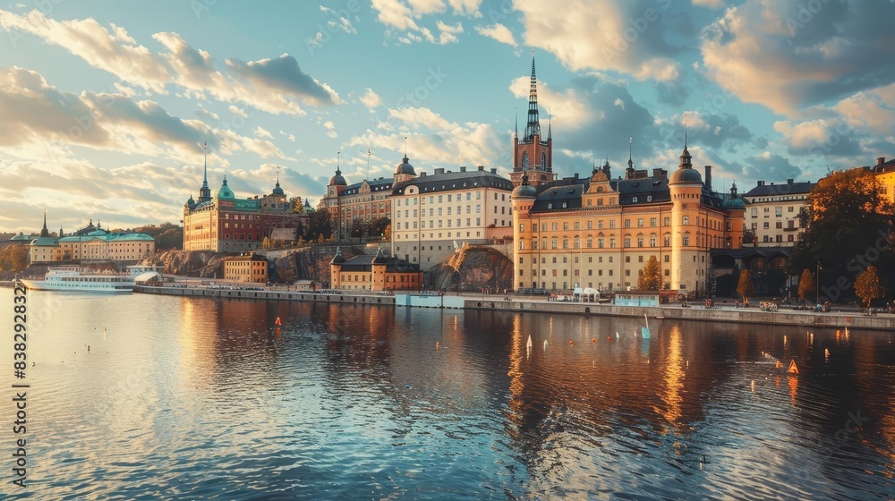 stockholm old town panorama with royal palace and historic architecture summer travel concept stockholm old town panorama with royal palace and historic architecture summer travel concept