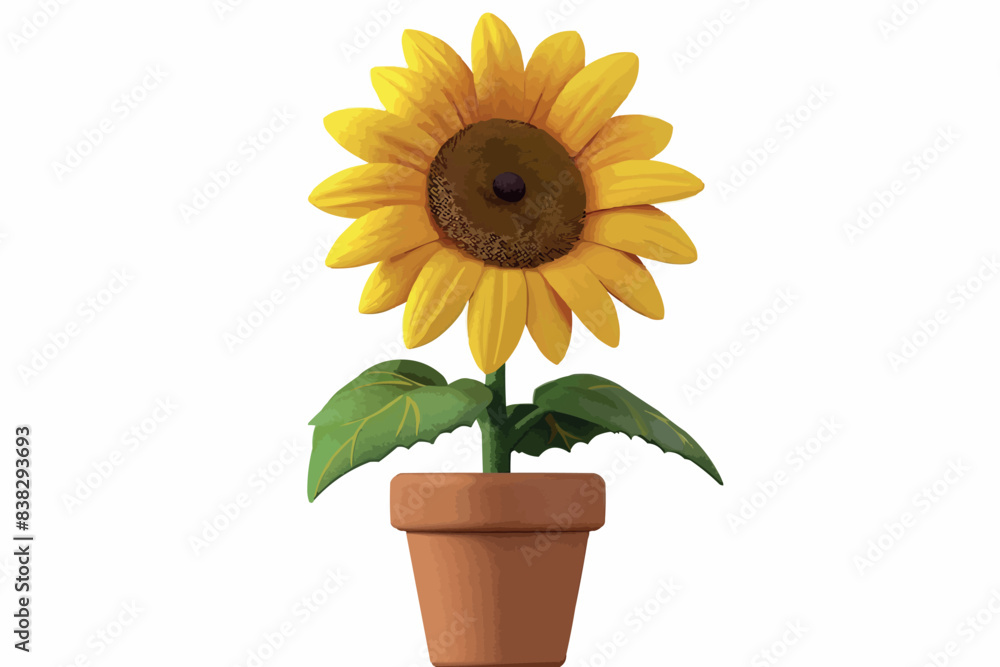 Obraz premium Clipart sunflowers on a white background. Illustration of sunflower flowers. Bright flowers on a light background.