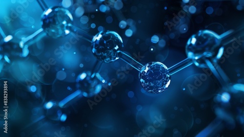 A blue image of molecules with a blue background photo