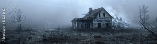 Eerie Abandoned Cottage, Dramatic Effects, Ghostly Presence © peera