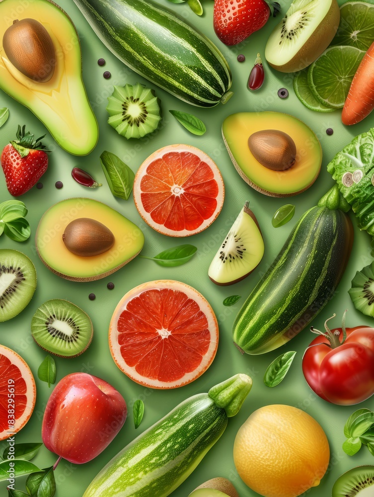 Beautiful Healthy food selection with fruits vegetables seeds Beautiful Healthy food selection with fruits vegetables seeds