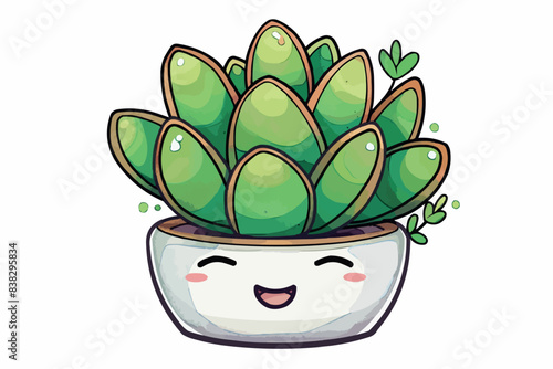 Vector illustration set of funny cactus characters in cartoon style isolated on white background