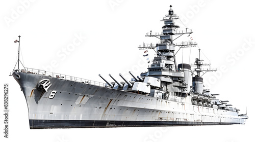 uss north carolina battleship in wilmington, north carolina, usa isolated on white background, studio photography, png