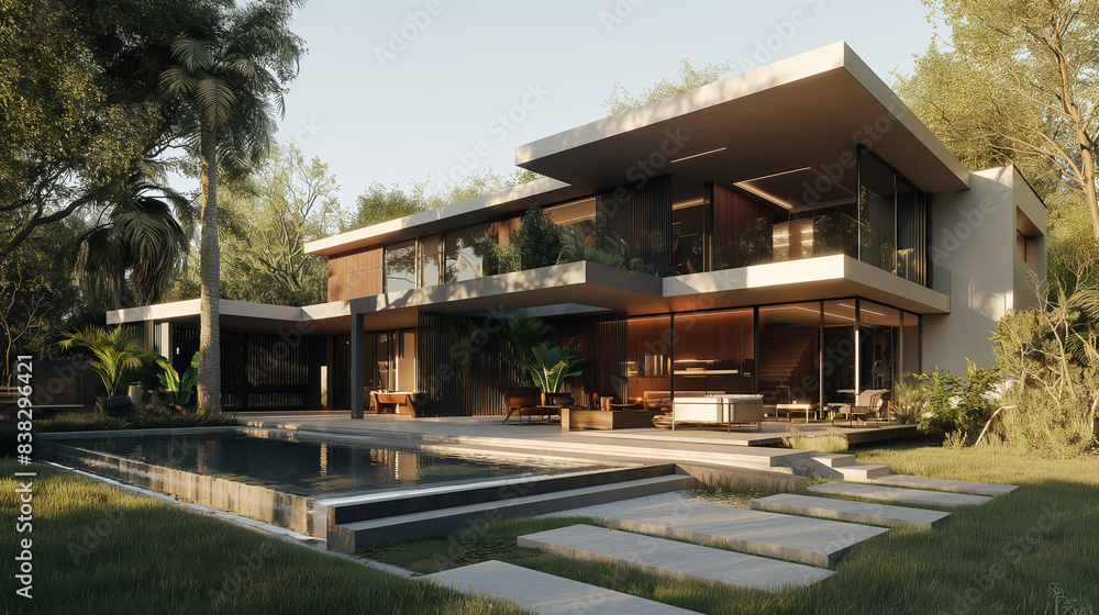 Modern Minimalist Family House with Garage and Terrace Rendered in Photorealistic Shaders with V-Ray 5 in Autodesk 3ds Max 2020 Modern Minimalist Family House with Garage and Terrace Rendered in Photorealistic Shaders with V-Ray 5 in Autodesk 3ds Max 2020