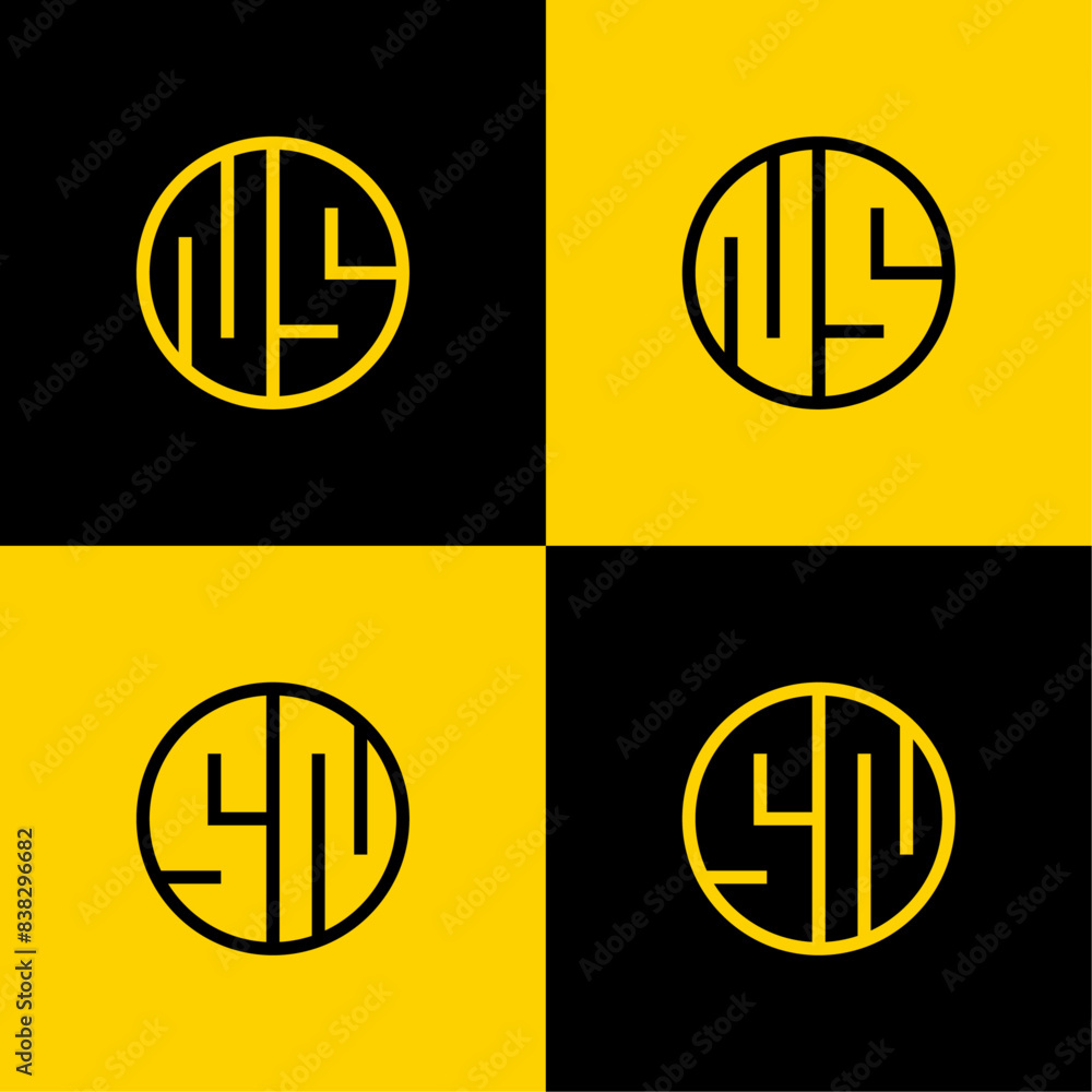 Simple NS and SN Letters Circle Logo Set, suitable for business with SN and NS initials Simple NS and SN Letters Circle Logo Set, suitable for business with SN and NS initials