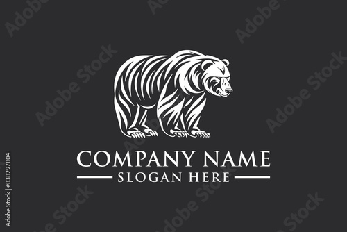 Bear Silhouette Logo Vector Animal Illustration. Bear Icon. Unique and Creative Strong Bear Logo Design. Template Design Elements.