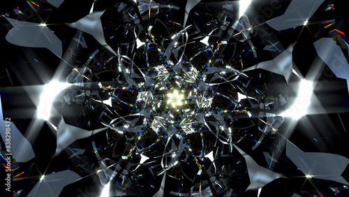 Fotografija 3d render of abstract art with transform rotating fractal diamond crystal alien