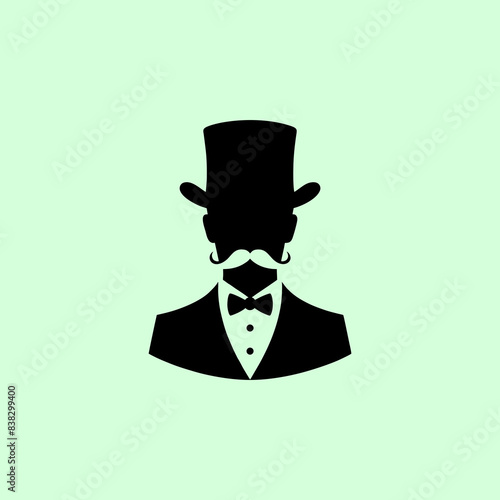 vector silhouette gentleman wit suit tuxedo and top hat