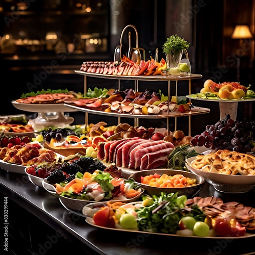Abundant and vibrant holiday feast spread across a long, elegantly set table, featuring a diverse array of savory dishes and sweet treats.