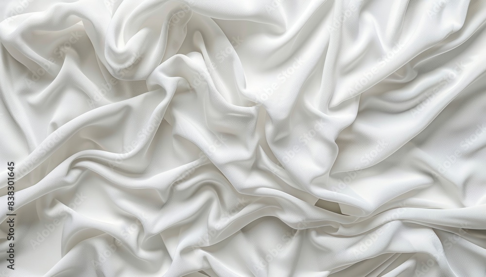 Fototapeta premium Close-up of luxurious white silk fabric with delicate folds, creating an elegant and smooth texture