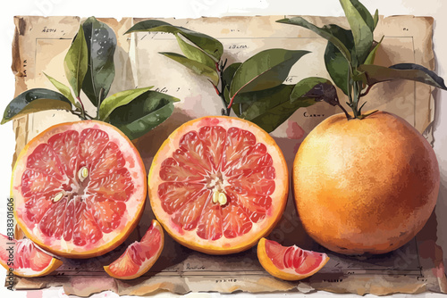 Grapefruit citrus fruit juicy fresh halved and whole citrusfruit nutritious and health beneficial food closeup