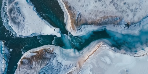 Frozen river. Ice texture background. photo