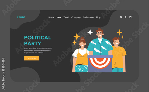 Election web or landing dark or night mode. Democratic procedure