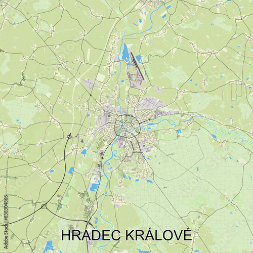 Hradec Králové, Czechia - Česko - map poster art