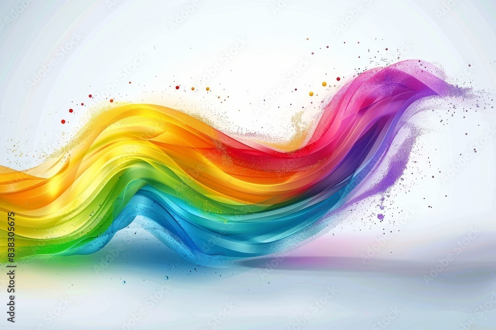 Abstract rainbow wave painting on a white background flowing with vibrant colors and creating a sense of motion and fluidity Abstract rainbow wave painting on a white background flowing with vibrant colors and creating a sense of motion and fluidity