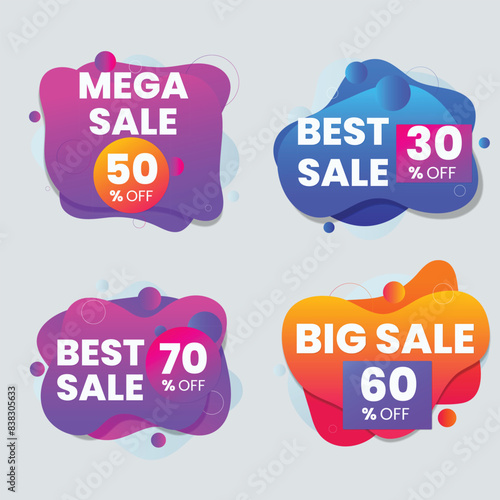 Realistic red price tags collection. Special offer or shopping discount label. Retail paper sticker. Promotional sale badge with text. Vector illustration.