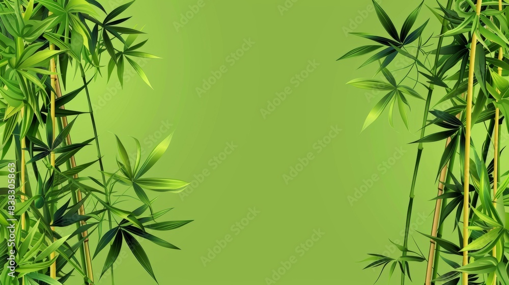 Green bamboo background with fresh leaves and stems, creating a serene and natural atmosphere perfect for nature and wellness themes. Green bamboo background with fresh leaves and stems, creating a serene and natural atmosphere perfect for nature and wellness themes.