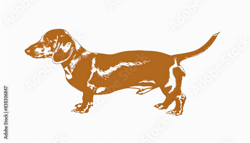 Simple  clear  artisanal stencil print style illustration of Dachshund dog isolated on white background. Stencilled graphic design  modern  minimalist  trendy  product