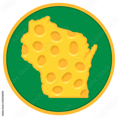 The State of Wisconsin Made of Cheese Green and Gold Circle