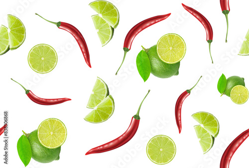 lime lemon and chili food spice pattern design seamless repeat pepper hot realistic and fresh