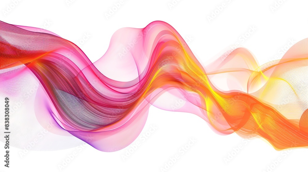 Abstract colorful wave with flowing lines in hues of pink, orange, and yellow on a white background, representing fluidity and movement. Abstract colorful wave with flowing lines in hues of pink, orange, and yellow on a white background, representing fluidity and movement.