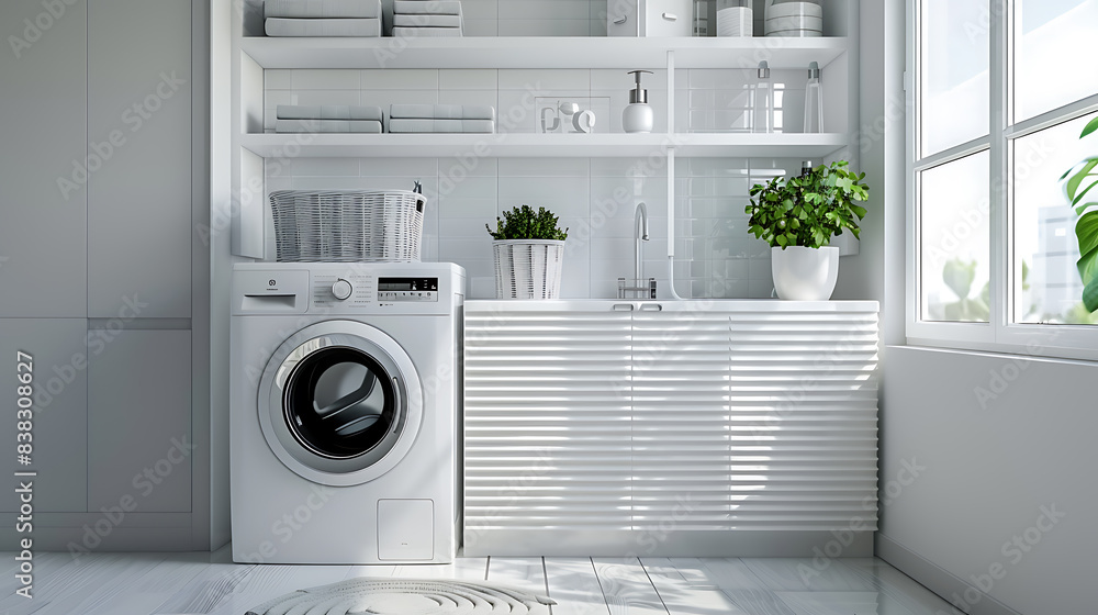 Modern laundry room A room for cleaning clothes to look new Modern laundry room A room for cleaning clothes to look new
