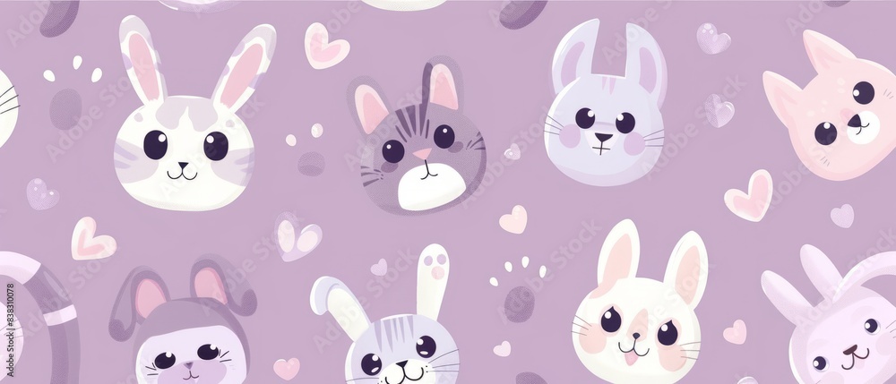 Seamless Pattern of Cute Animals Background. Perfect for making charming children’s textiles, wallpapers, wrapping papers, and stationary Seamless Pattern of Cute Animals Background. Perfect for making charming children’s textiles, wallpapers, wrapping papers, and stationary