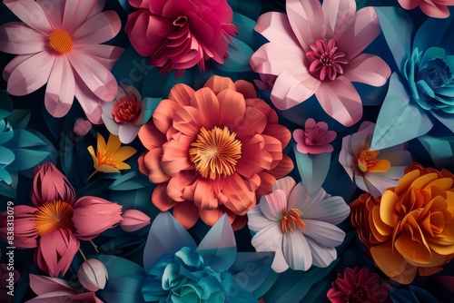 This is a beautiful fantasy vintage wallpaper different botanical flower bunch  vintage motif for floral print digital background. This is generative AI created from scratch.