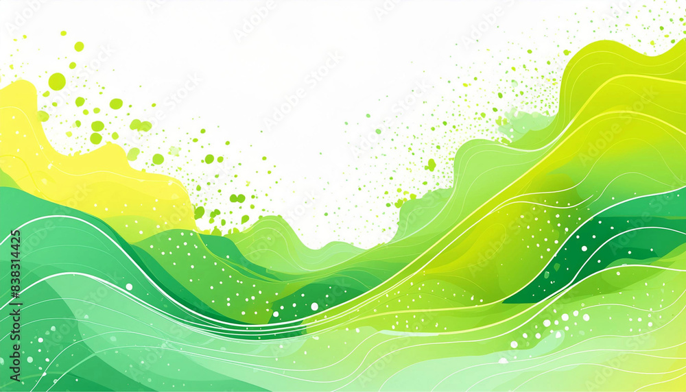 Pintura aquarela feita com as cores verde e amarela com alguns respingos. Pintura aquarela feita com as cores verde e amarela com alguns respingos.