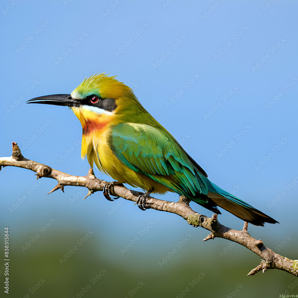 Obraz premium europeen bee eater bird tree sitting blue and green background generate ai,