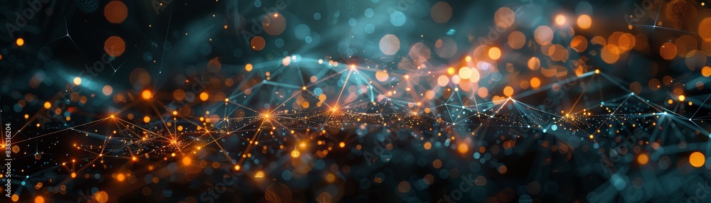 Fototapeta premium Abstract Network of Glowing Connections with Bokeh Lights