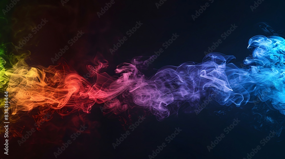 SciFi Rainbow smoke, negative space, isolated on black background, advertising photoshoot, pride month LGBTQIA theme SciFi Rainbow smoke, negative space, isolated on black background, advertising photoshoot, pride month LGBTQIA theme