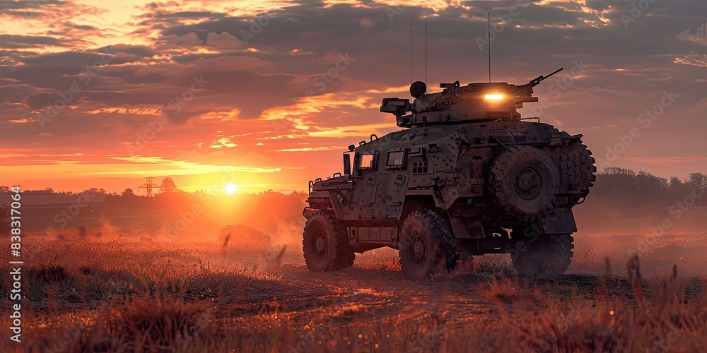 Fototapeta premium Tactical Vehicle in Intense Battle