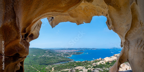 View on the Mediterranean sea and coast from the Bear Rock, Capo d'Orso, Sardinia, Italy