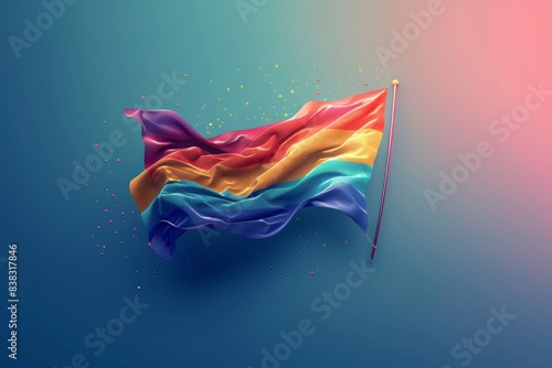 Wallpaper Mural Realistic 3D rainbow flag waving against a teal background symbolizing pride unity and diversity in a vibrant and dynamic digital illustration Perfect for LGBTQ+ themes Torontodigital.ca