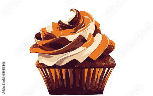 caramel coffee orange cupcake vector