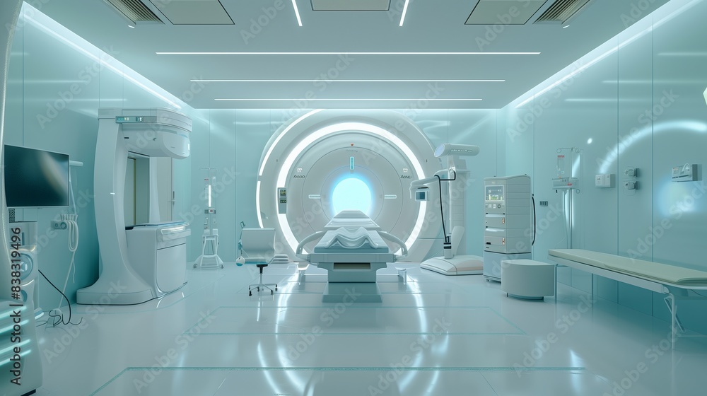 Modern MRI machine in a sterile hospital room, showcasing advanced ...