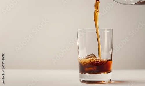 Coffee is poured creating a splash on white background using generative AI.