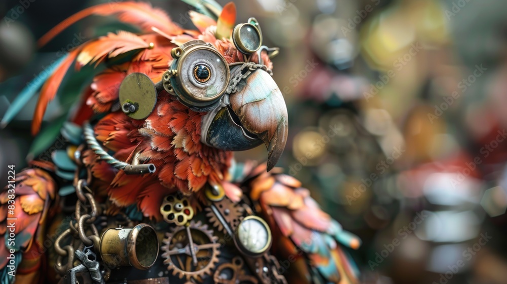 Naklejka premium Steampunk Parrot