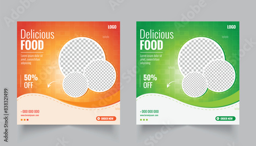 Food Social Media Template design, Food Menu Social Media Post design, set of food social media post or web banner template design. 