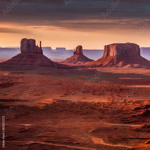 A view of Monument Valley in Arizona in the sunshine