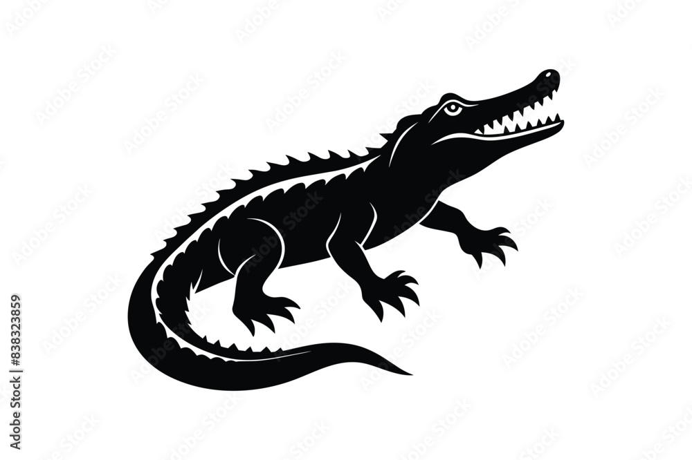 alligator silhouette black white vector illustration alligator silhouette black white vector illustration