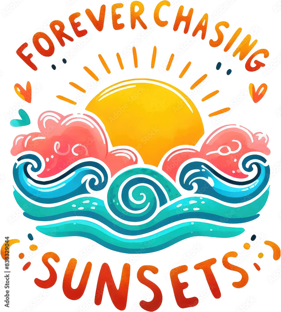 Watercolor Summer Clipart PNG with Funny Quotes Tropical Beach