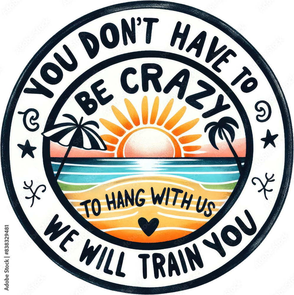 Watercolor Summer Clipart PNG with Funny Quotes Tropical Beach