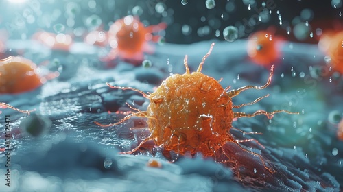 3D illustration of cancer cells photo