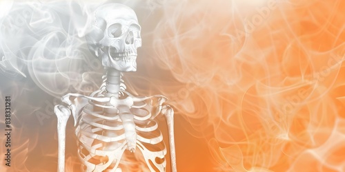 Investigating the origins of autoimmune diseases using a skeleton in a smoky setting. Concept Autoimmune Diseases, Skeleton, Origins, Investigation, Smoky Setting photo