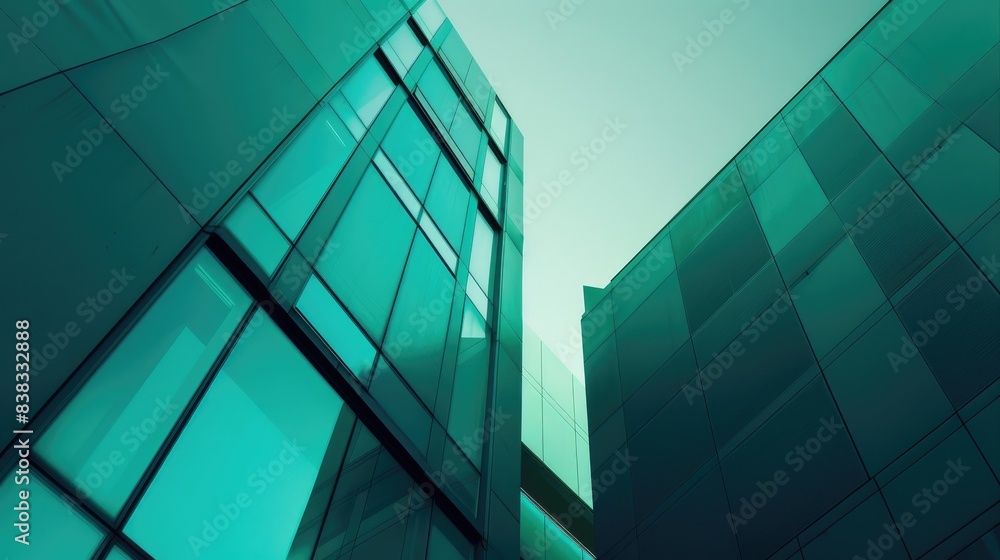Fototapeta premium Abstract Modern Minimalist Architecture Design Background with Dark Blue and Green Color Theme