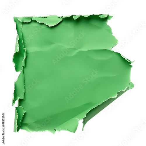 Clear Background Green Paper Tear Cutout photo