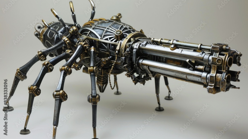 Fototapeta premium Steampunk spider machine gun.